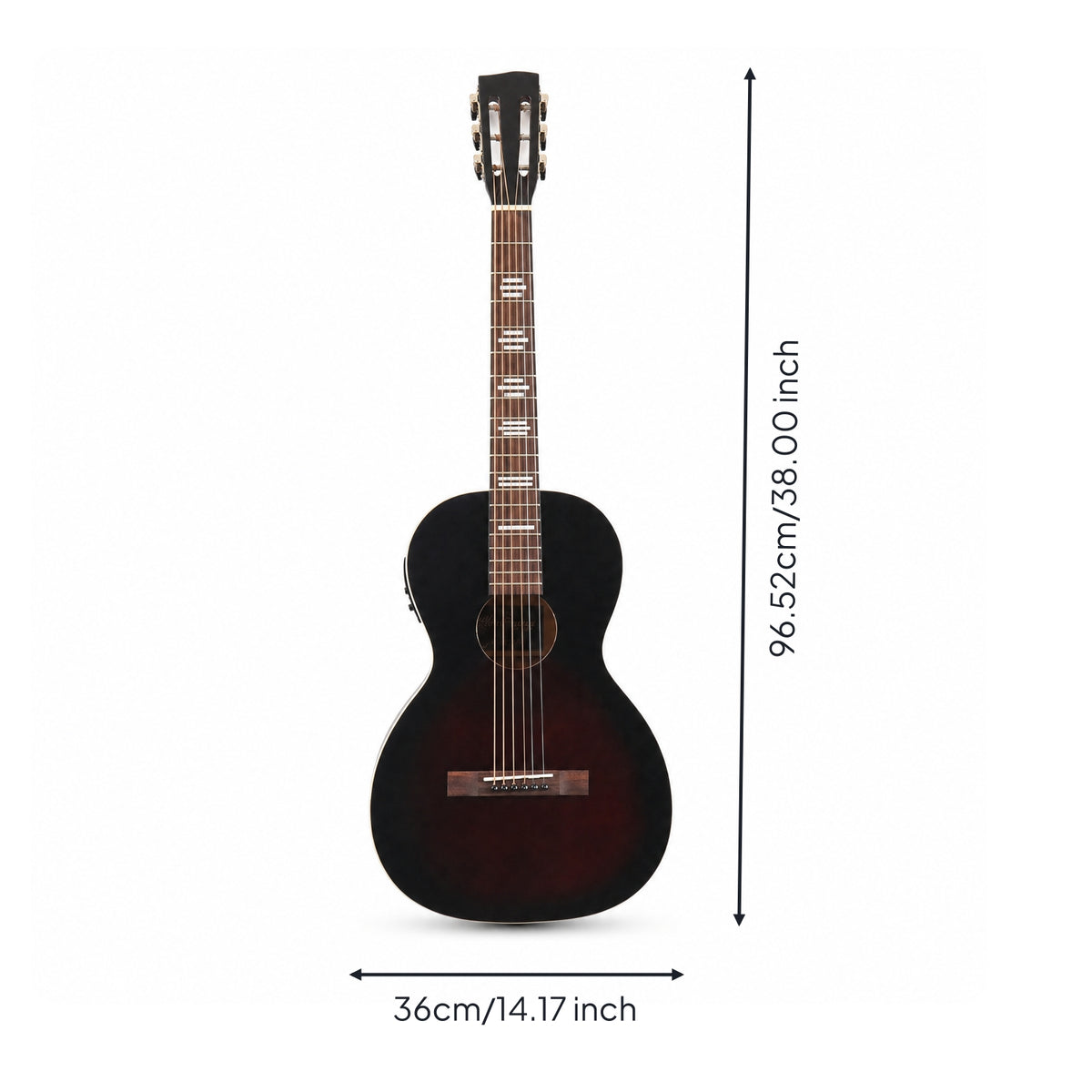 Glossy Acoustic Guitar with EQ 38-Inch Folk Acoustic Guitar Six-String Musical Instruments Player-Friendly for Accompaniment