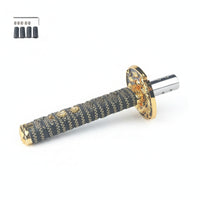 Woven Texture Manual Gear Knob Metal Sleeve Wrapped Shifter Knob Installation Kit Car Accessory Decorative for Most Vehicles