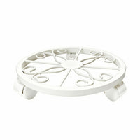 Decorative Scrollwork Metal Plant Stand Openwork Rolling Plant Stand Low-Slung Metal Pot Stand Wrought-Iron Style
