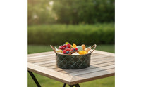 Iron Storage Bucket with Handles Embossed Rustic Metal Bucket Vintage Metal Pail with Handle for Tabletop, Kitchen, Party
