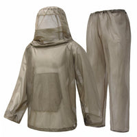 Hooded Mesh Top and Pants Lightweight Protection Suit Breathable Hooded Jacket Set for, Farming, Fishing