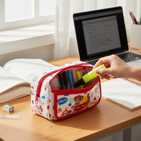 Dopamine Color Block Dachshund Flip Pencil Case for Students