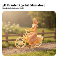 1:64 Scale Cyclist Figure Photography Prop Miniature Female on Two-Wheeler Tiny Two-Wheeler Cyclist Model Highly Detailed