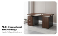 Executive Desk with Drawers Spacious Desktop Modern Executive Desk with Storage Multi Functional Computer Table for Executives, Adults, Study, Bedroom