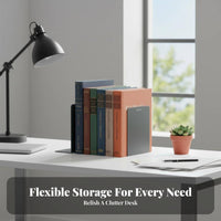 2 Pieces Minimalist Design L-Shaped Bookend Space Saving Book Stand Sturdy Construction Desktop Organizer sturdyDuty for Students, Office Workers, Librarians, Classroom, Study Room, shelf unit, Library
