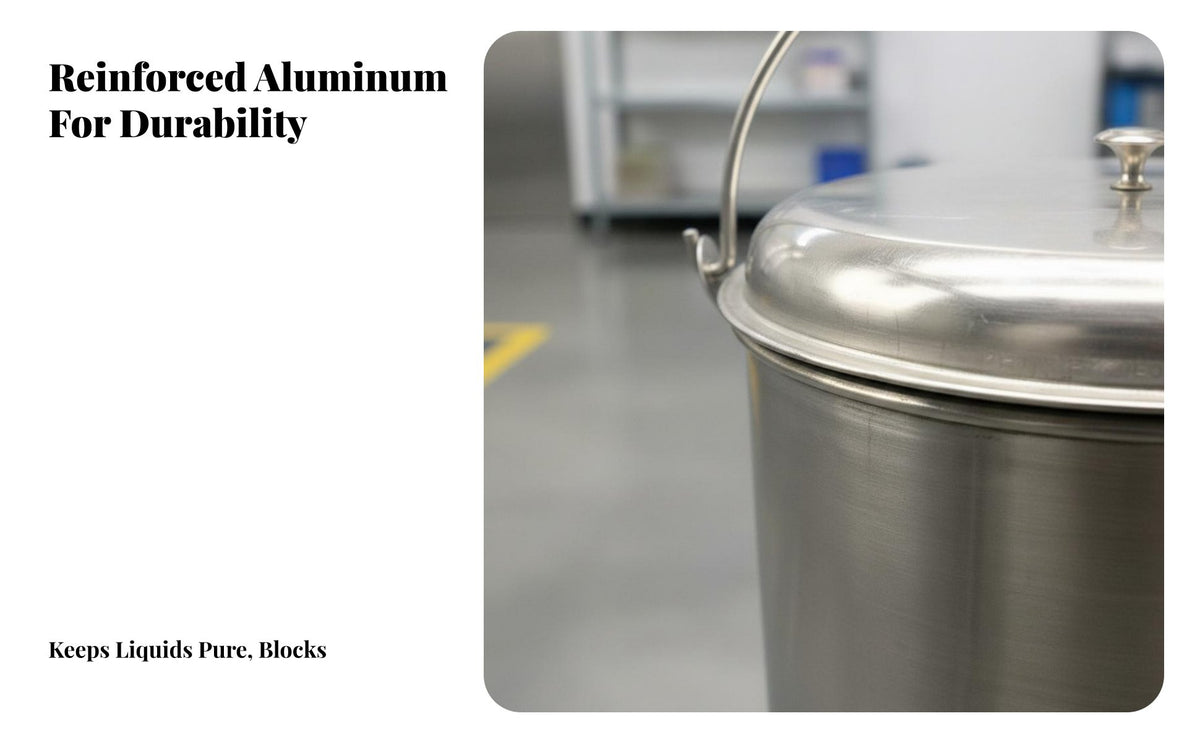 Sealed Lid Aluminum Oil Container Thickened Material Lidded Aluminum Barrel Heavy Duty Blast-Resistant Proof Container Rust-Resistant for Gas Station Attendants Plant Operators, Safety Personnel, Oil Plants, Workshops, Factories