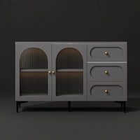 Buffet Cabinet with Arched Glass Doors Classic Modern Decorative Cabinet with Glass Doors Display Credenza for Living Room, Bedroom, Hallway