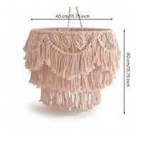 Boho Lamp Shade with Tassels Handwoven Macrame Lampshade Boho Lamp Shade Bohemian Cream-Beige for Decorators, Bedroom