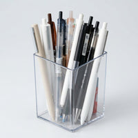 Acrylic Desk Storage Organizer, Square Pencil Holder for Desktop, Transparent Brush for Home, Clear Stationery