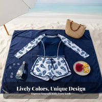 Long Sleeve Sun Shirt Two-Piece Sun Protection Aquatic Suit Printed Surfing Suit Quick-Drying Long Sleeve Aquatic Top and Shorts