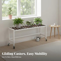 Rolling Plant Stand With Caster Wheels Flower Pot Holder Multi-Tier Design Easy Assembly for Patio