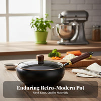 Flat Bottom Wok Pre-Seasoned Chinese Iron Wok Chinese Iron Pot Large Capacity Stir-Fry Pan Traditional Design