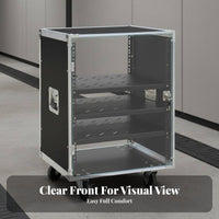 Heavy-Duty 19-Inch Flight Case Rack Portable Rolling Rack Case Reinforced Construction Equipment Storage With Wheels for Audio Professionals, Home Theater Enthusiasts, Wedding Venues, Outdoor Events, Live Performance, Concert Hall