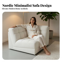 Nordic Design Curved sectional Sofa Boucle Fabric Living Room Furniture Tufted seat pad Sectional Couch High-Resilience Foam for Interior Designers, Business Owners, Apartment Dwellers, Reception Area, Hotel Lobby, Showroom, Bedroom