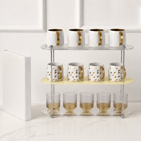 Large 3-Layer Acrylic Display Shelf, Clear Tiered Storage Rack for Cups & Tea Sets, Modern Desktop Organiser Stand