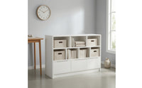 Bookshelf with Storage Cabinet Space-Saving Floor Bookcase with Dividers Compact Storage Cabinet with Compartments for Study, Living Room, Bedroom