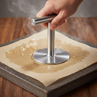 Heavy Duty Ejiao Cake Presser Easy to Clean Stainless Steel Food Press Comfortable Grip Food Tamper Single-Piece Design for Bakers, Home Cooks, Chefs, Bakery, BBQ