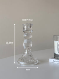 ins田园风透明水晶玻璃烛台香薰蜡烛小烛台氛围感餐桌装饰品摆件