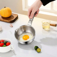 Induction Hob Mini Egg Pan for Quick Meals, 304 Stainless Steel Egg Frying Pan with Flat Bar Handle, Small Saucepan for Camping Cooking, 12cm