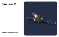 Self-Retracting Cargo Strap Push-Button Tightening Self Retracting Cargo Strap Secure Locking Mechanism Automatic Ratchet Tie down for Moving, Trailer