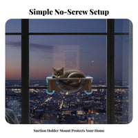 Drilltool-Less Installation Suction Cup Feline Pod Space-Saving Window Seat Sunbathing Lofelineion Pet Furniture Stable Triangular Frame for Felines, Balcony, Indoors, Bedroom, Living Room