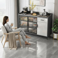 Cabinet with Fluted Glass Doors Modern Sideboard Cabinet Contemporary Sideboard with Storage for Dining Room, Kitchen, Entryway