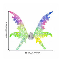 Glowing LED Fairy Wings Wearable Electric Fairy Wings Colorful Backpack Toy Gift Idea for Girls, Outdoor, Party