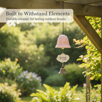 Japanese Style Ceramic Wind Chime with Lily of the Valley Design for Home and Garden Decor