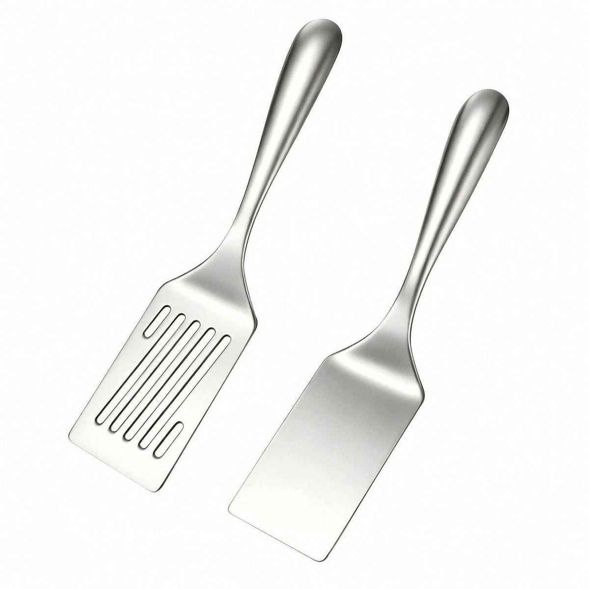 2 Pieces Barbecue Spatula Stainless Steel Grilling Turner Spatula with Slotted Blade Dishwasher Safe Utensil Easy to Clean