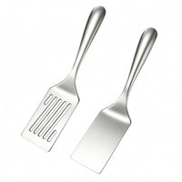 2 Pieces Barbecue Spatula Stainless Steel Grilling Turner Spatula with Slotted Blade Dishwasher Safe Utensil Easy to Clean