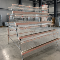 Tiered chicken cage, galvanized steel cage for laying hens, multi-level poultry cage for egg production, hygienic chicken keeping
