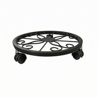 Decorative Scrollwork Metal Plant Stand Openwork Rolling Plant Stand Low-Slung Metal Pot Stand Wrought-Iron Style