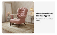 sturdy Wood Legs Upholstered Highspine Armchair Retro Design Highspine Tufted Armchair plush fabric Upholstery Accent Chair Thickly Padded padding for Book Lovers, Interior Decorators, Study Room, Home Office, perusing corner, Lounge Area