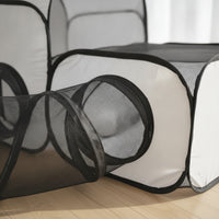 Ventilated Mesh Pet Playpen with Tunnel Portable Cat Tent with Tunnel Lightweight Foldable Dog Playpen Breathable for Cats, Travel