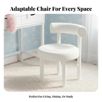Upholstered Stool with Backrest Minimalist Design Round Upholstered Seat Thick Cushion Makeup Chair for Homeowners, Pet Owners, Bedroom, Dressing Room