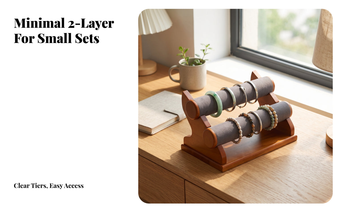 Wooden Bracelet Display Stand | Flat Rectangular Base, Bracelet Organizer, for Dresser