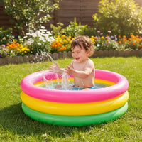 Colorful Rainbow Inflatable Pool Multicolor Round Inflatable Pool Summer Fun Rainbow Play Hub Sturdy for Backyard