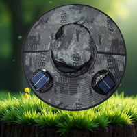 Adjustable Wind Speed Solar Powered Fan Hat Lightweight Wide Brim Sun Hat with 2 Fans Breathable Mesh Outdoor Headwear for Beach