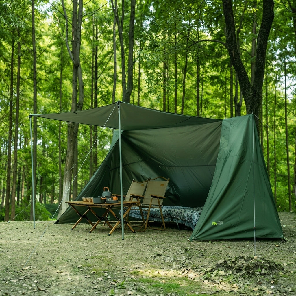 Tarp, Bonfire, Camping Gear, 210D Oxford Fabric, Silver Coating, 5000mm Waterproof, Lightweight, Sun Shade