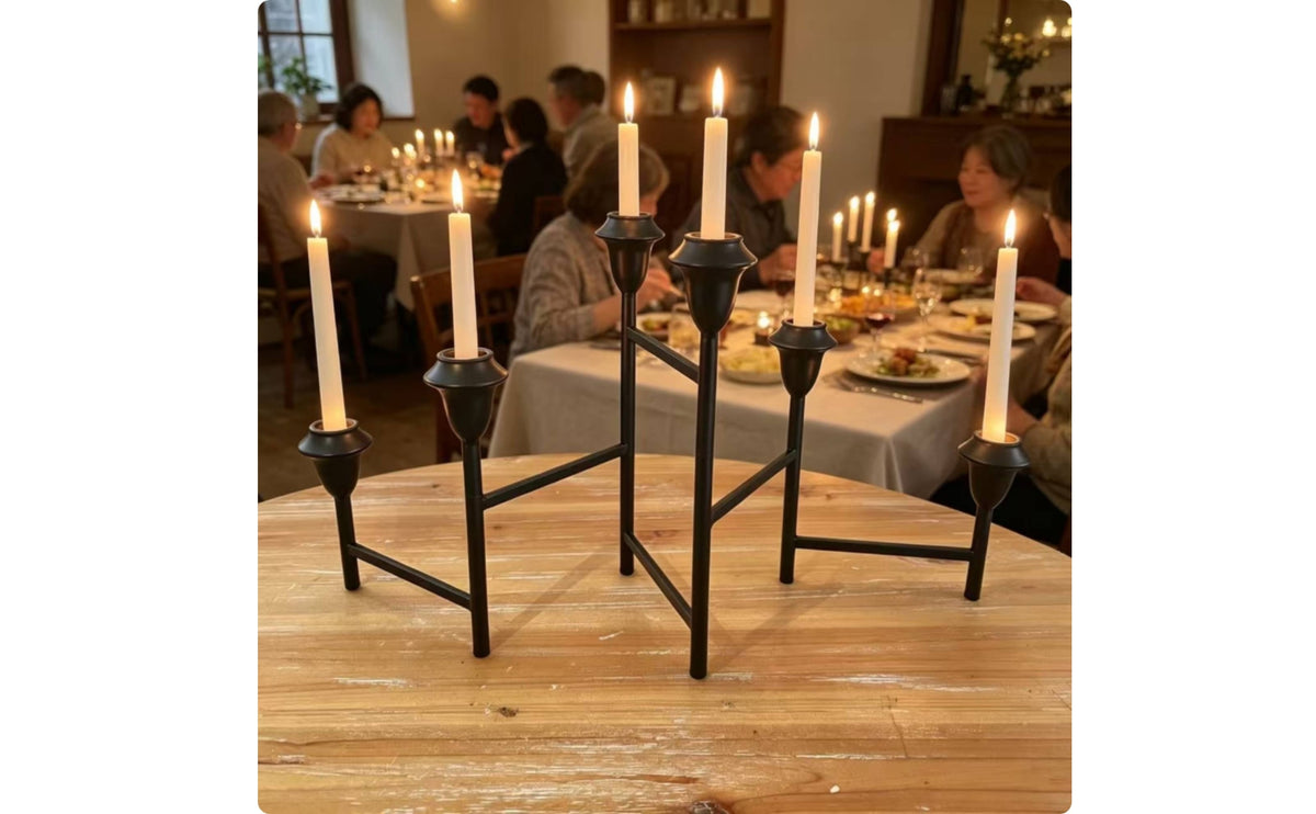 Wrought Iron Candle Holder Multi-Head Foldable Candle Holder Stable