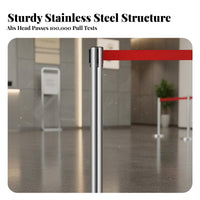 Retractable Belt Stanchion Heavy Duty Base Stainless Steel Queue Pole Sturdy Queue Line Barrier for Security Teams, Banks, Hotels, High-Traffic Areas