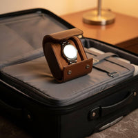 Single Watch Travel Case Soft Interior Lining Portable Watch Holder Secure Snap Closure Elegant Design for Business Trips