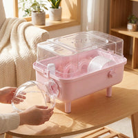 Double Layer Hamster Cage Villa with Handle, Square Transparent Detachable Habitat, Portable Outdoor Travel Carrier for Small Pets