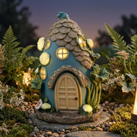 Solar House Lighting Fixture Shingled Roof Vine-Covered House Easy to Install Garden Figurine