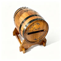 Wooden Barrel Card Storage Bucket for Weddings, Birthdays, Parties, Pub Voting Box, Decorative Storage