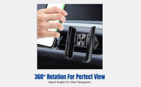 Car Phone Holder, Metal Hook, Air Vent Mount, 360° Rotating Magnetic Stand, Universal Navigation Support, One-Hand Operation