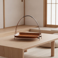 Bamboo Tray with Handle Rectangular Bamboo Woven Basket Tray Boho for Tabletop Presentation