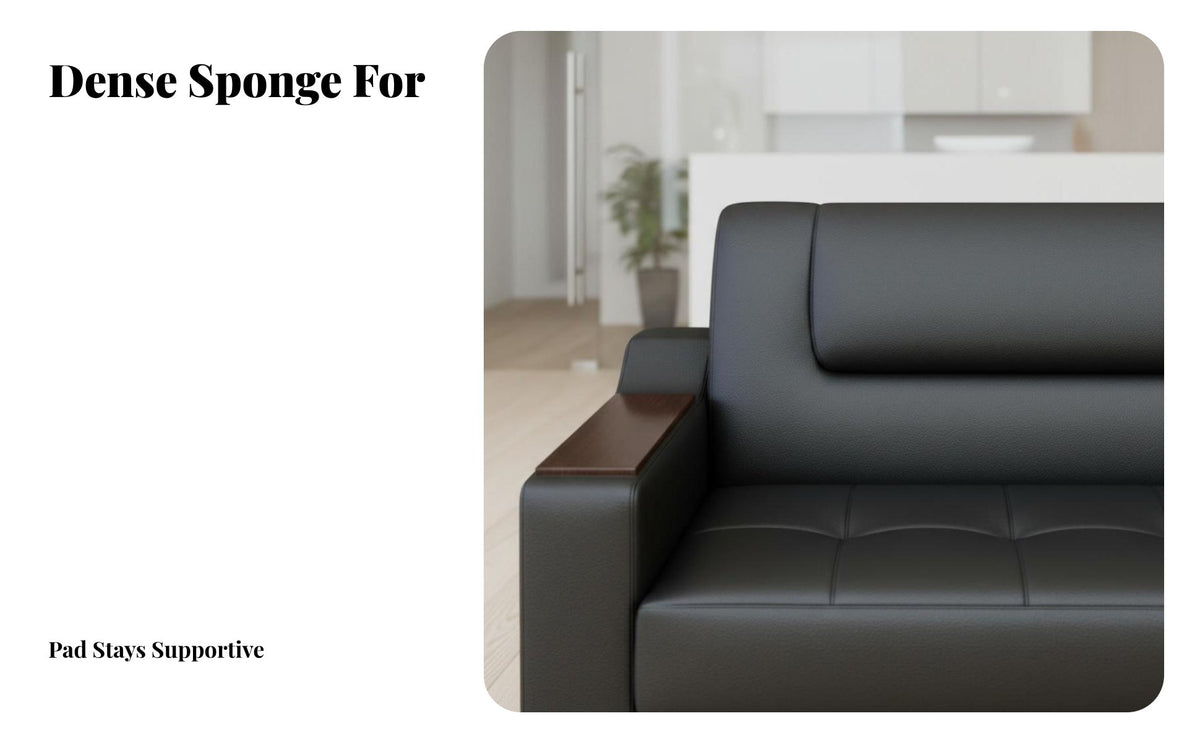 Genuine Leather Wood Frame Sofa and Table collection New Chinese design Reception Seating Minimalist Design Commercial Furniture Plush Cushioning for Visitors, Corporate Buyers, Office Managers, Guest Waiting Room, Lobby
