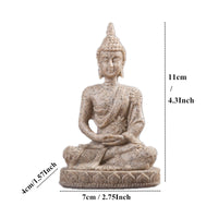 Seated Buddha Figurine Zen Seated Buddha Statue with Headdress Meditation Feng Shui for Shelf, Desk