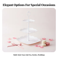 10 Pieces Lace-Like Three-Tier Square Stand Lightweight Three-Tier Round Stand Ornate Tiered Dessert Display Space-Saving Storage